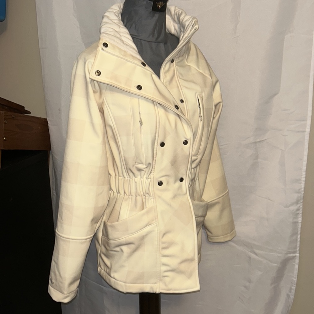 Women’s Avalanche White Gray Weather Shield Running Shell Coat Rain Jacket M